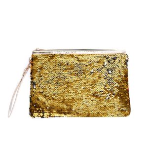 Sequin Bag Golden – Geantă aurie cu paiete reversibile, ideală pentru cosmetice și accesorii